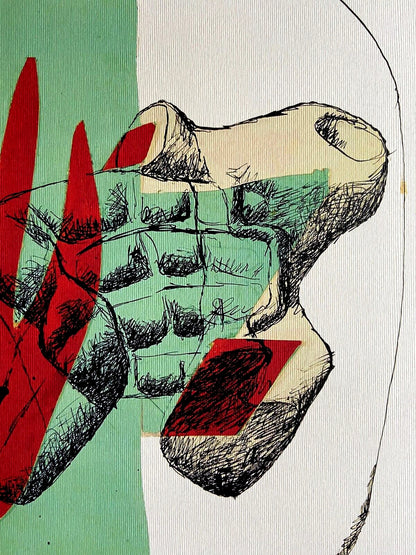 Le Corbusier Lithograph "Hand And Stone" Hand Numbered Coa Signature
