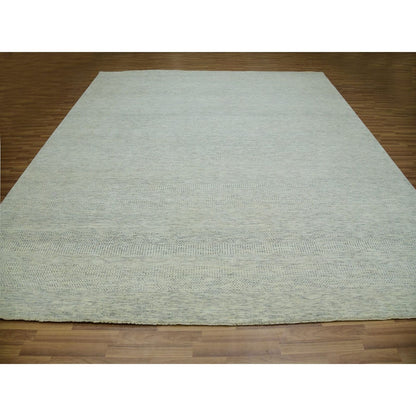 12'X12' Ivory Wool Modern Square Grass Design Hand Knotted Oriental Rug