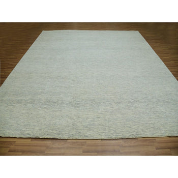 12'X12' Ivory Wool Modern Square Grass Design Hand Knotted Oriental Rug