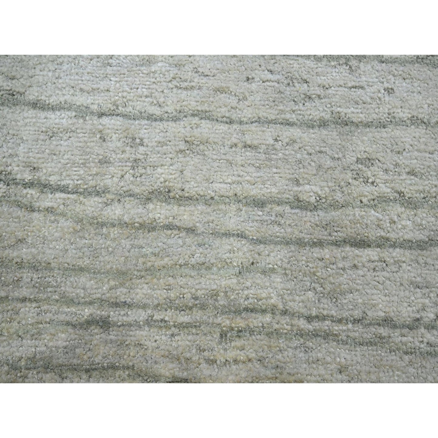 9'X12' Swan White Modern Wavy Design Pure Silk Hand Knotted Oriental Rug