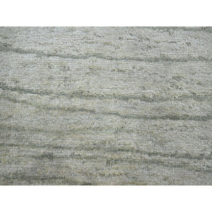 9'X12' Swan White Modern Wavy Design Pure Silk Hand Knotted Oriental Rug