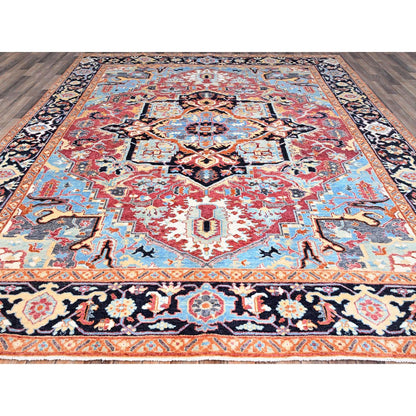 9'2"X11'8" Pink Seeripe Heris Wool Hand Knotted Denser Weave Oriental Rug