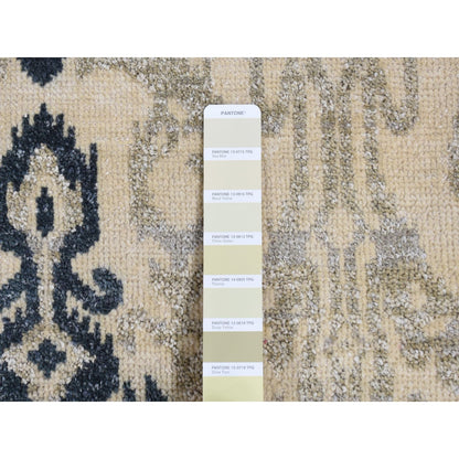 5'10"X8'7" Brown Tone On Tone Ikat Design Pure Wool Hand Knotted Rug