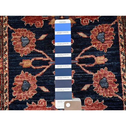 2'6"X8' Midnight Blue Heris All Over Design Hand Knotted Wool Runner Rug