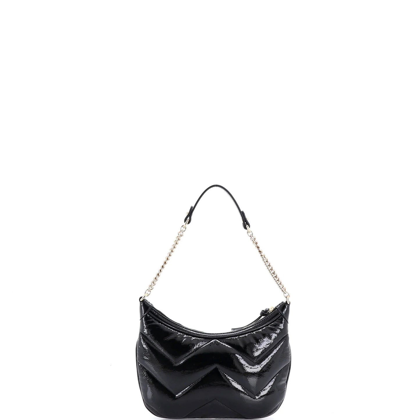 Small Gucci GG Marmont Half Moon Chain Shoulder Bag Matelasse Leather