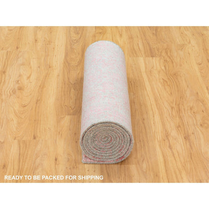 2'6"X11'10" Wool & Art Silk Erased Design Runner Hand Loomed Jacquard Rug