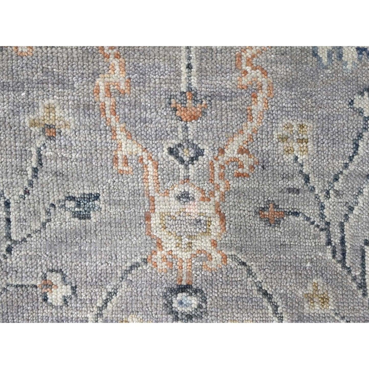 2'3"X11'2" Gray Oushak Design Soft Velvety Wool Hand Knotted Runner Rug