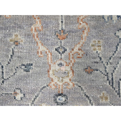 2'3"X11'2" Gray Oushak Design Soft Velvety Wool Hand Knotted Runner Rug