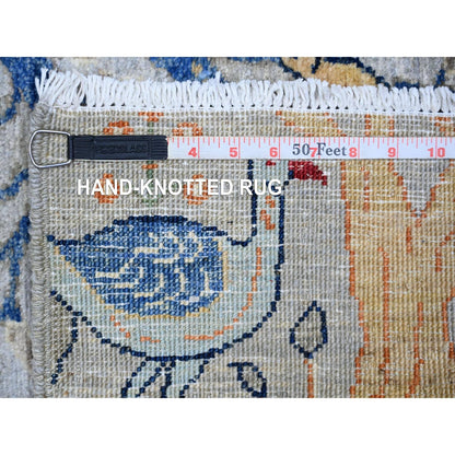 2'8"X9'6" Gray Soft Wool Hand Knotted Afghan Peshawar Runner Rug