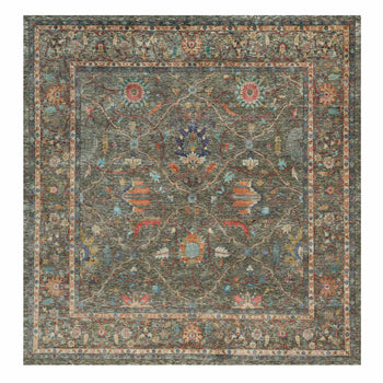 10'X10' Brown Striae Pattern Hand Knotted Silk Textured Wool Square Rug