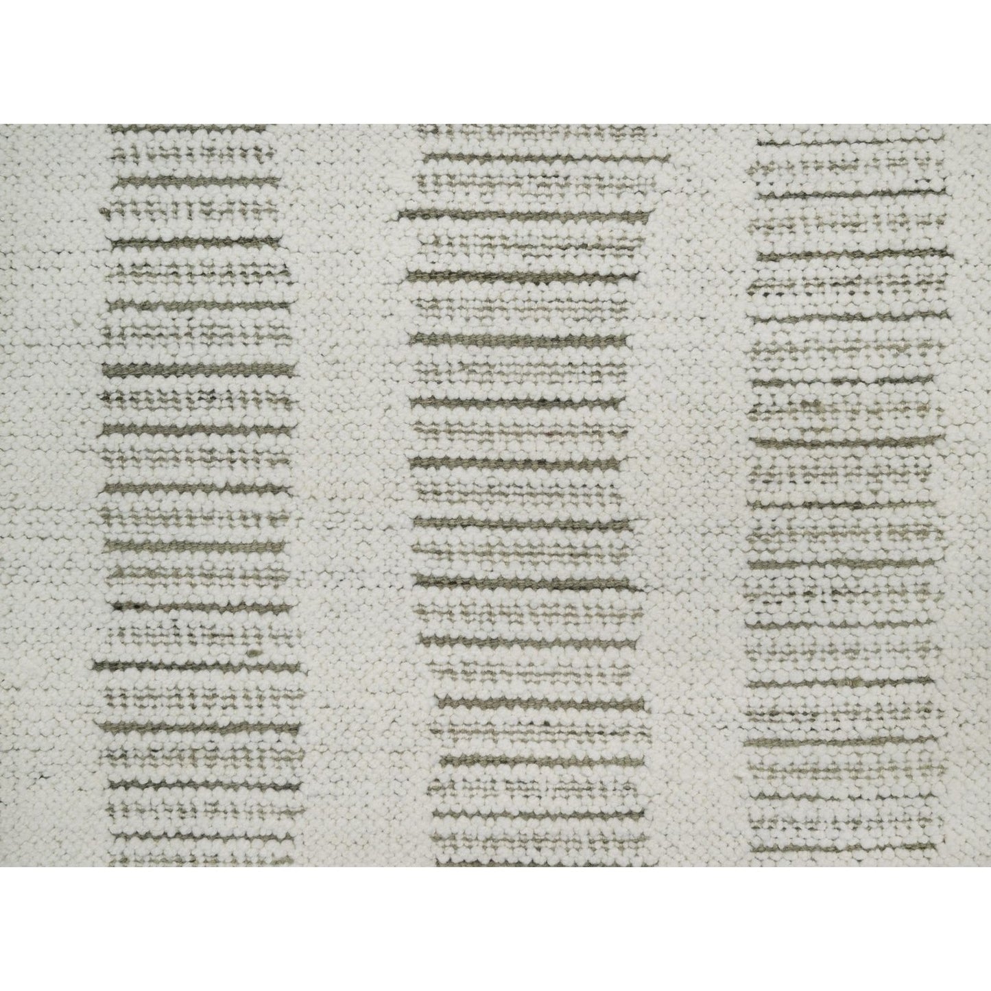 2'6"X11'10" Ivory Flat Weave With Pile Hand Woven Natural Wool Runner Rug