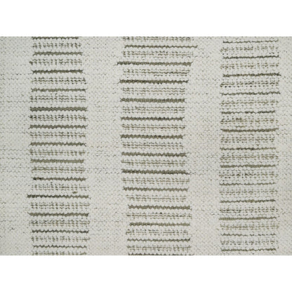 2'6"X11'10" Ivory Flat Weave With Pile Hand Woven Natural Wool Runner Rug