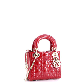 Christian Dior Lady Dior Chain Bag Cannage Quilt Patent Mini