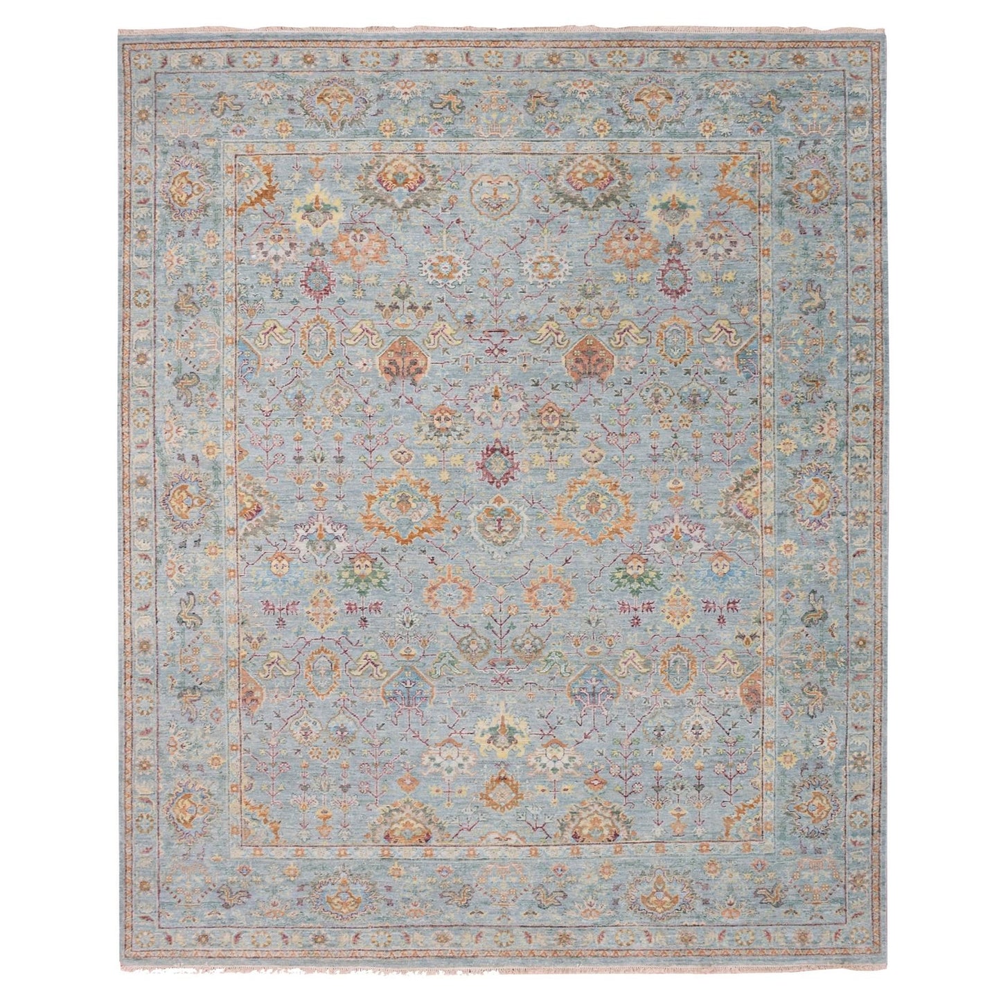 8'X10' Gray 100% Wool Hand Knotted Sultanabad Reimagined Oriental Rug