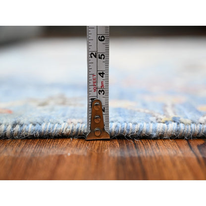 5'X14'8" Blue Hand Knotted Wool Tree Of Life Peshawar Wide Runner Rug