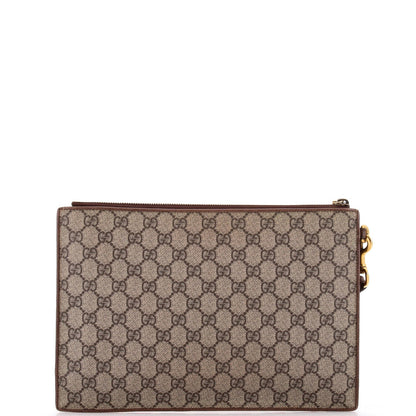 Gucci Courrier Pouch Gg Coated Canvas With Applique