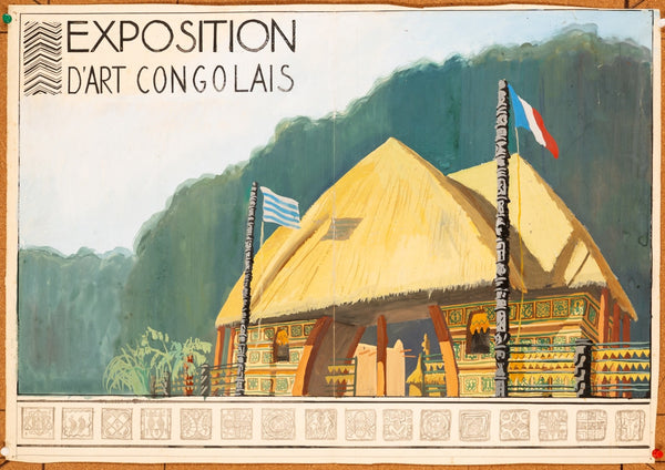 Exposition Dart Congolais 195859 Gouache Maquette  Congo Liberation Period