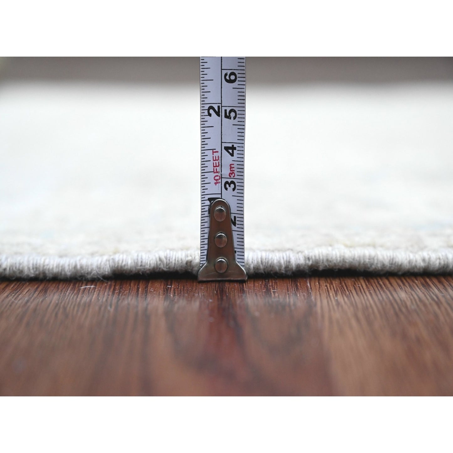 2'8"X10' Gray Washed Out Peshawar Leaf Motif Hand Knotted Wool Runner Rug