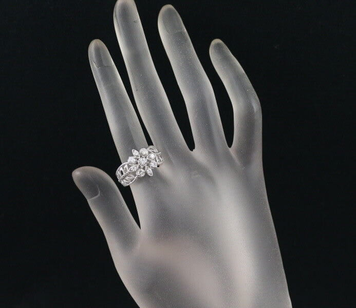 Diamond 0.54Ct Flower Milgrain Openwork Ring 900