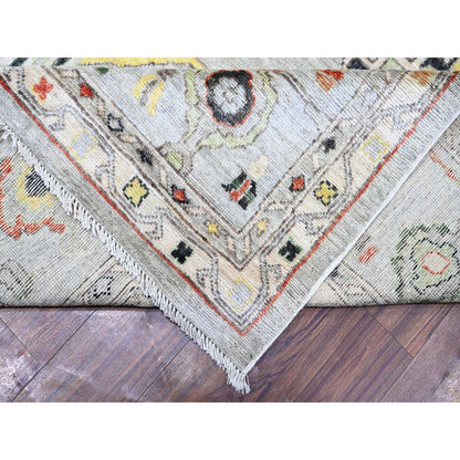 11'9"X11'9" Gray Afghan Angora Oushak Wool Hand Knotted Square Rug