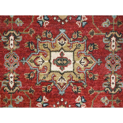 3'X5' Red Karjihooz Design Geometric Medallions Hand Knotted Wool Rug