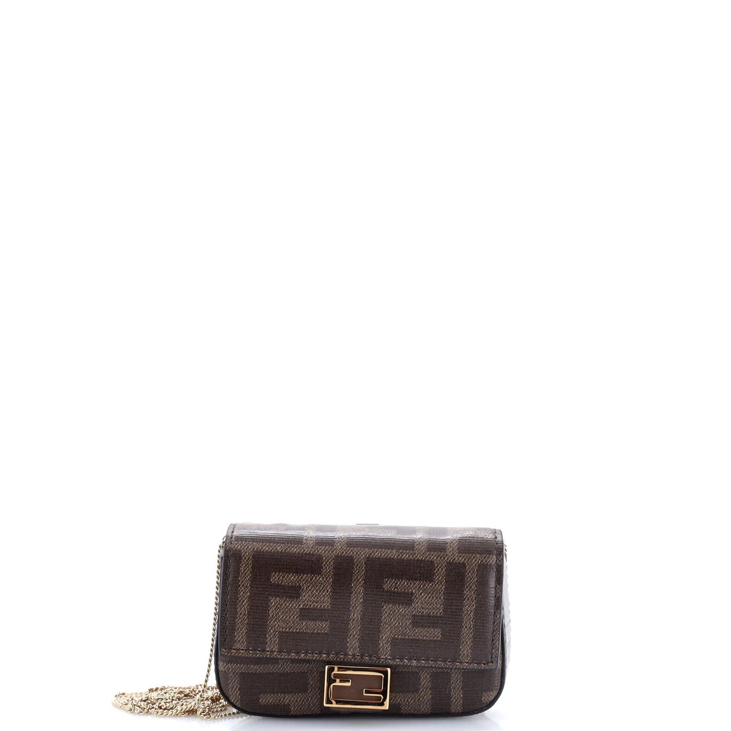 Fendi Chain Baguette Charm Bag Zucca Canvas Nano