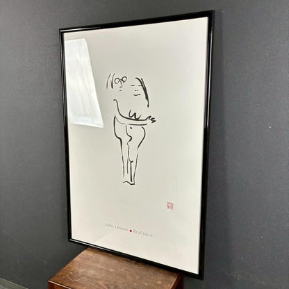 John Lennon "Real Love" Stamped Lithograph Print Poster Framed ???? Yoko Ono