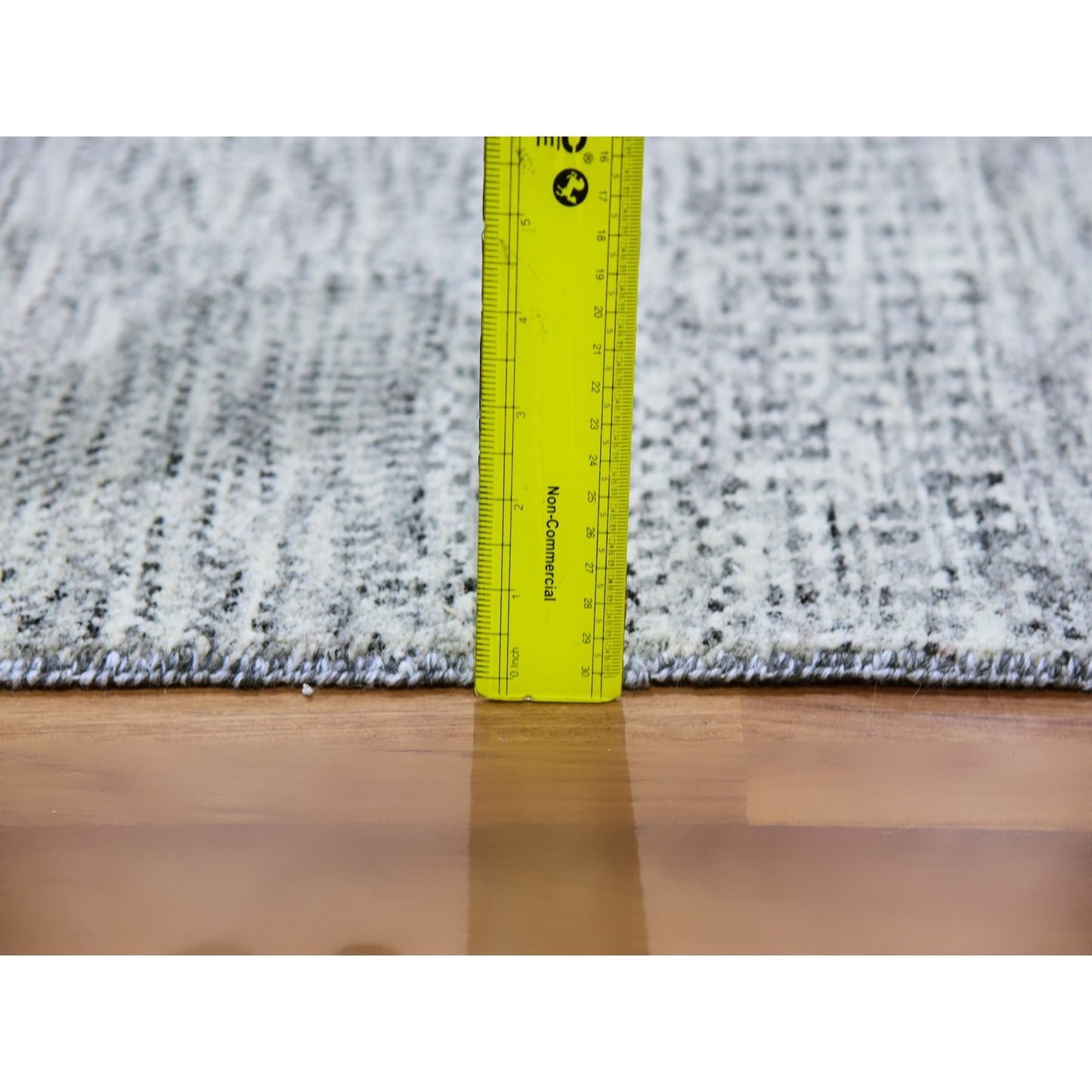 2'6"X20'5" Gray Undyed Wool Hand Knotted Grass Design Xl Runner Rug