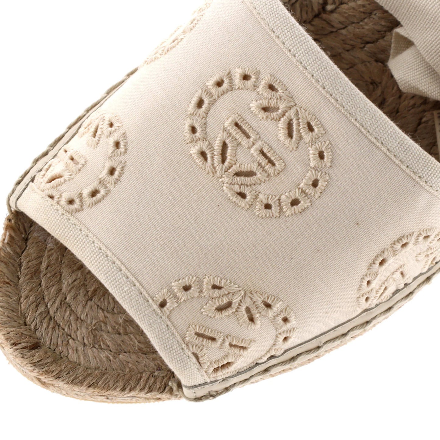 Gucci Women'S Damita Espadrilles Interlocking G Embroidered Canvas