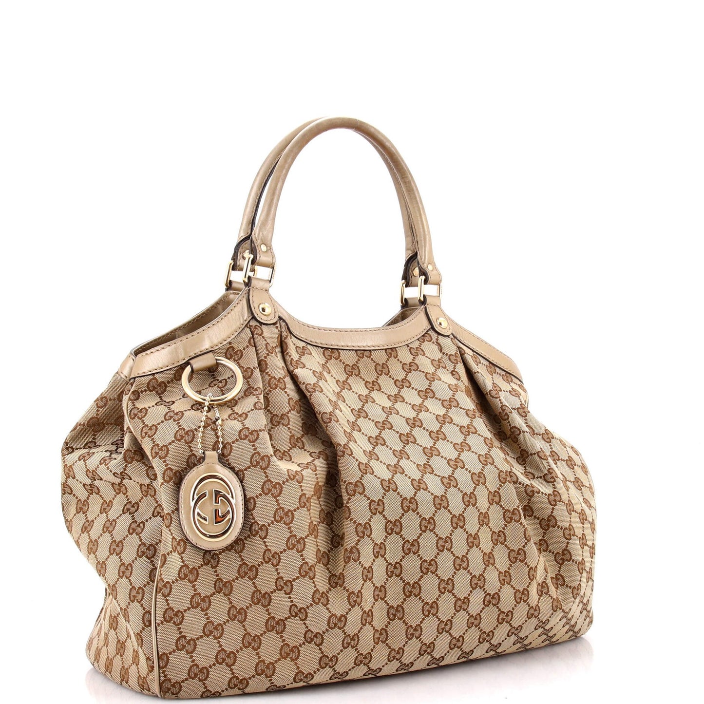 Gucci Sukey Tote Gg Canvas With Leather Large