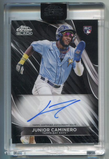 Junior Caminero 2024 Topps Chrome Black Autograph Rookie Card Cba-Jca