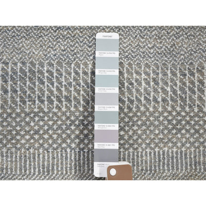 6'X6' Gray Grass Design Wool And Silk Hand Knotted Round Oriental Rug