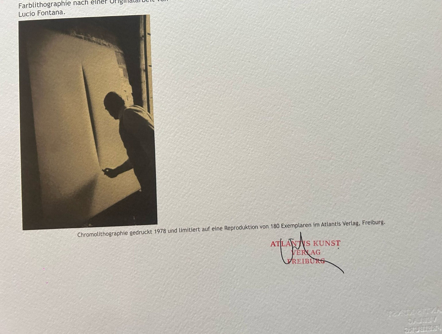Lucio Fontana Lithograph 1978 Coa Signed In Pen