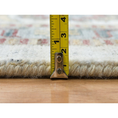 12'X17'10" Ivory Hand Knotted Rosettes Border Wool Oversize Oriental Rug