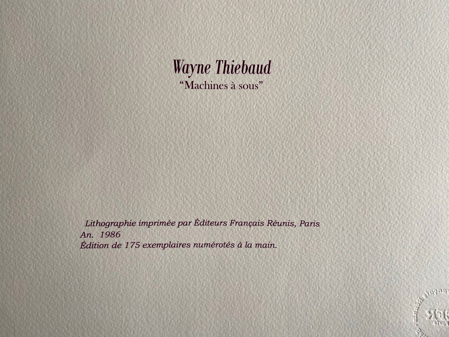 Wayne Thiebaud Lithograph Coa Signed Op Numbered