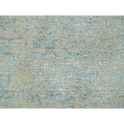 2'6"X12' Gray Modern Jacquard Hand Loomed Wool And Silk Runner Rug