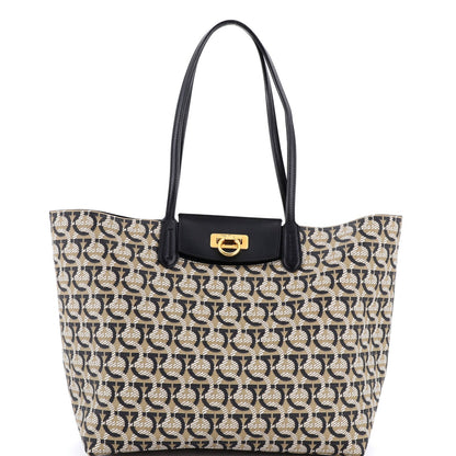 Salvatore Ferragamo Gancini Travel Tote Gancini Jacquard Medium
