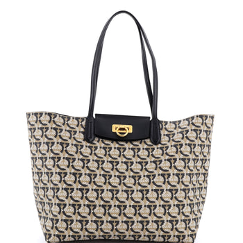 Salvatore Ferragamo Gancini Travel Tote Gancini Jacquard Medium