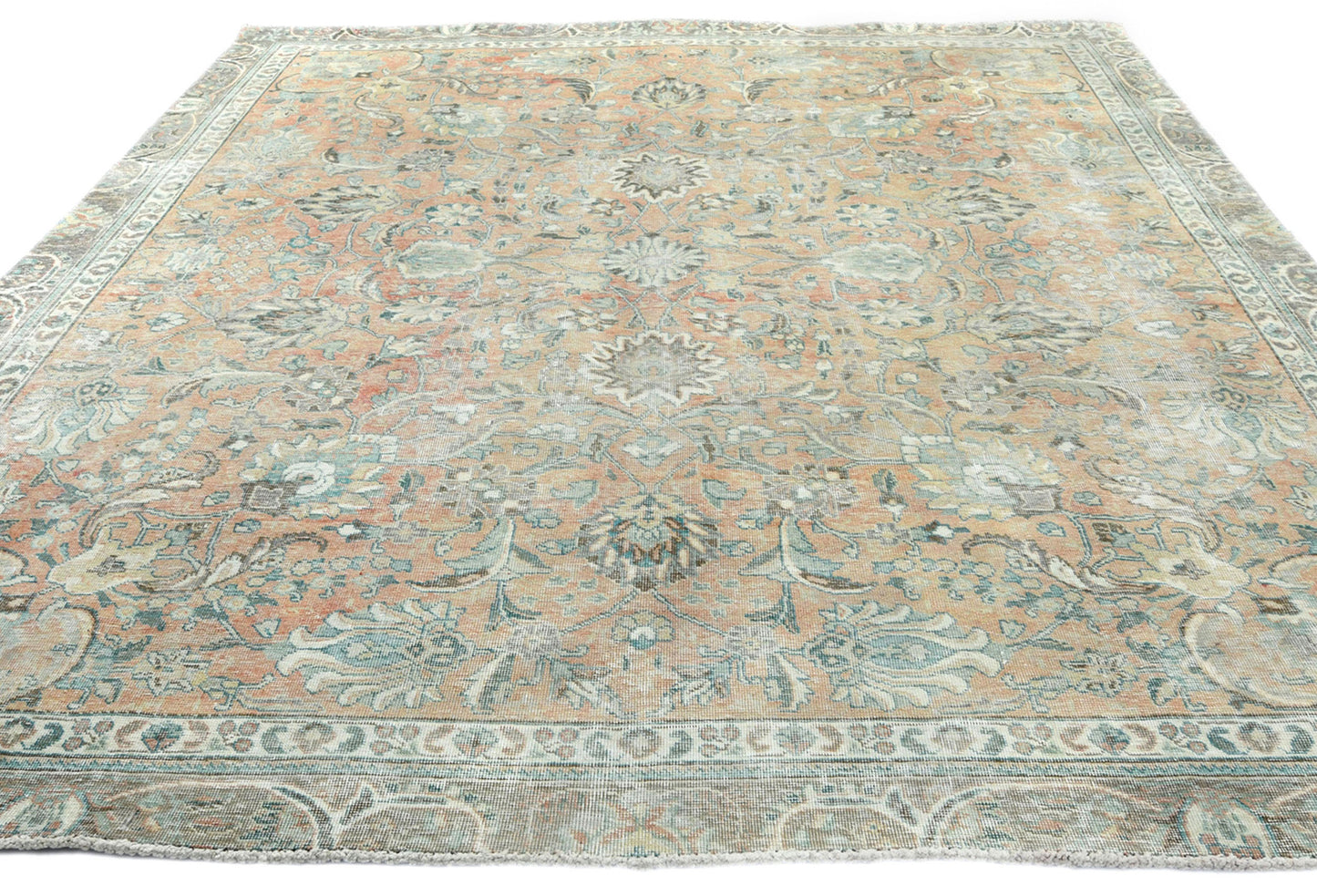 Distressed Vintage Oriental Rug Floral Style