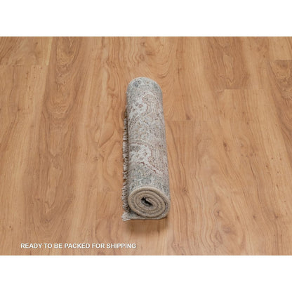 2'X3' Ivory Hand Knotted Mat Rug Flower Rosettes Design Natural Wool