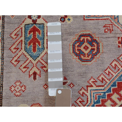 3'10"X6' Gray Special Kazak Geometric Design Pure Wool Hand Knotted Rug