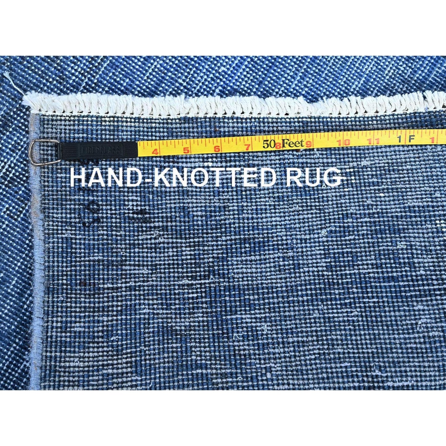 2'2"X6'2" Blue Overdyed Vintage Zoroastrian Hand Knotted Wool Runner Rug