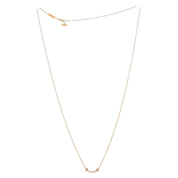 Tiffany & Co. T Smile Pendant Necklace 18K Yellow Gold With Diamonds Mini