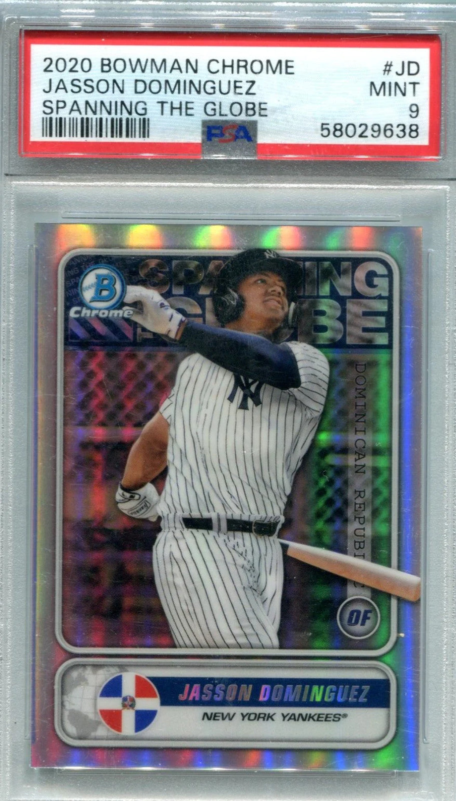 Jasson Dominguez Bowman Chrome Spanning The Globe #Jd Psa Mint 9