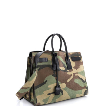 Saint Laurent Sac De Jour Nm Bag Printed Suede And Leather Large