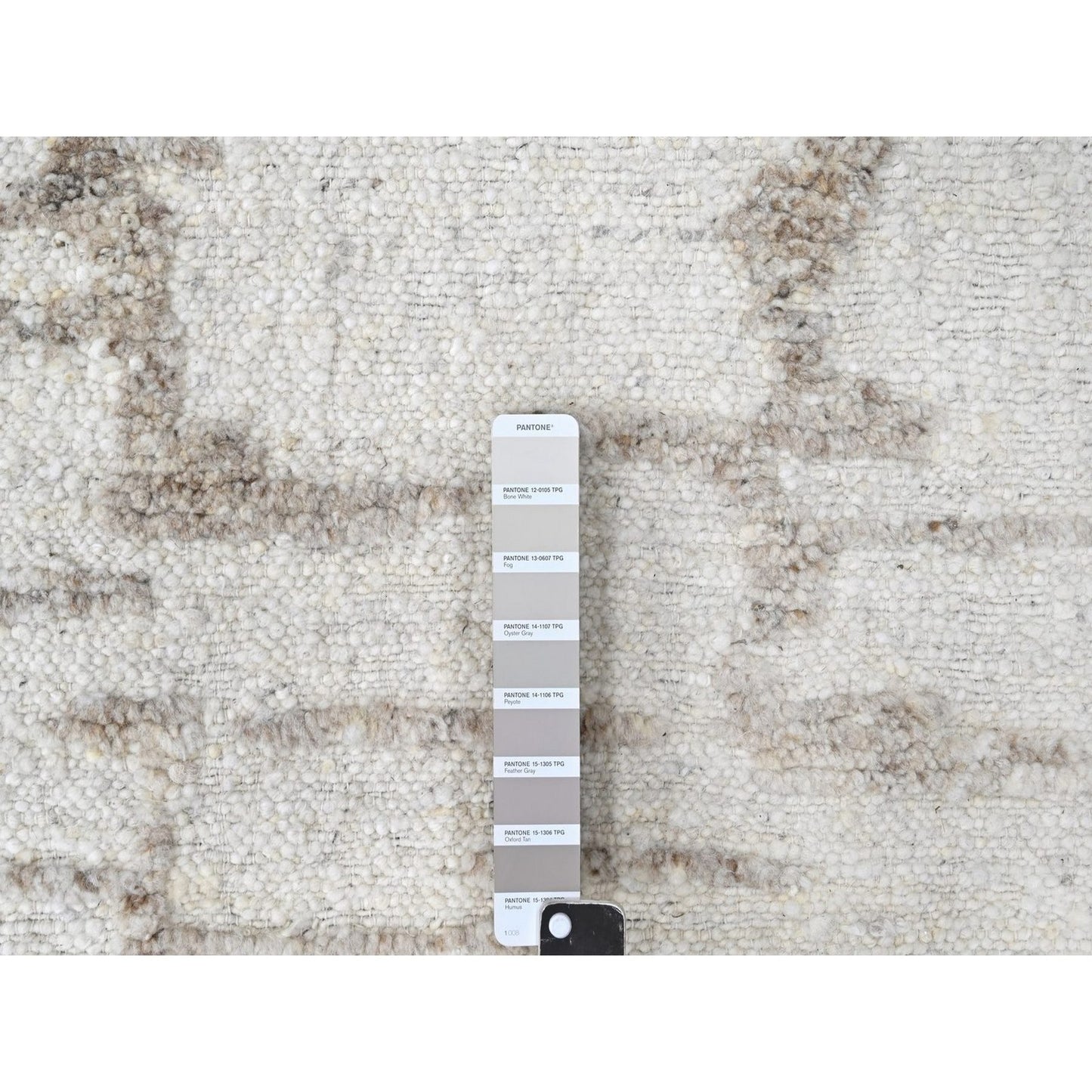 9'10"X13'10" Ivory Flat Weave With Pile Modern Hand Knotted Pure Wool Rug