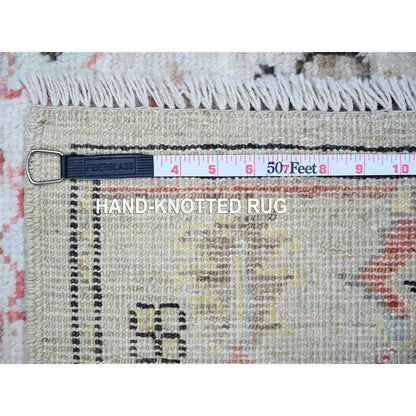 4'2"X11'8" Gray Wool Hand Knotted Afghan Angora Oushak Runner Rug