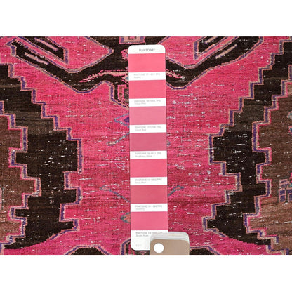 3'X11'4" Pink Overdyed Vintage Zoroastrian Hand Knotted Wool Runner Rug