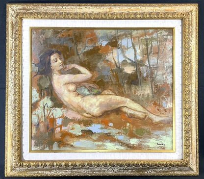 Pierre Diner Original Oil Painting Nude Female Reclining  French Artist Framed