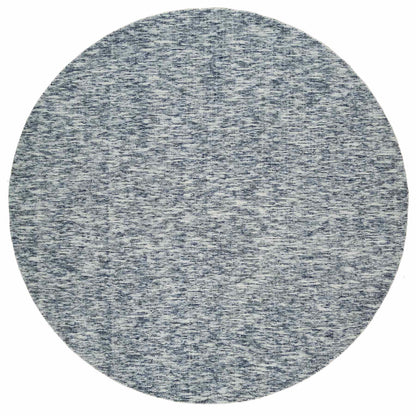 10'X10' Blue Wool Hand Loomed Modern Striae Design Round Oriental Rug
